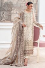 Charizma DD5-07 unstitched chiffon suit with adda embroidery, organza dupatta, and dyed raw silk trouser – Diamond Dust Collection 2025 front image