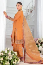 Charizma DD5-06 unstitched chiffon suit with embroidery, adda work, organza dupatta, and raw silk trouser – Diamond Dust Collection 2025