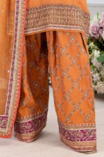 Charizma DD5-06 unstitched chiffon suit with embroidery, adda work, organza dupatta, and raw silk trouser – Diamond Dust Collection 2025