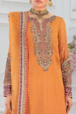 Charizma DD5-06 unstitched chiffon suit with embroidery, adda work, organza dupatta, and raw silk trouser – Diamond Dust Collection 2025