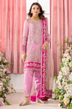 Charizma diamon dust embroidered chiffon | dd501, 3-piece Pakistani designer chiffon suits in the UK- Zee Collections. FRONT
