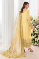 Charizma diamon dust embroidered chiffon | dd502, yellow, 3-piece Pakistani designer chiffon suits in the UK- Zee Collections. back