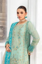 Charizma DD5-07 unstitched chiffon suit with embroidered shirt, organza dupatta, and dyed raw silk trouser – Diamond Dust Collection 2025 front