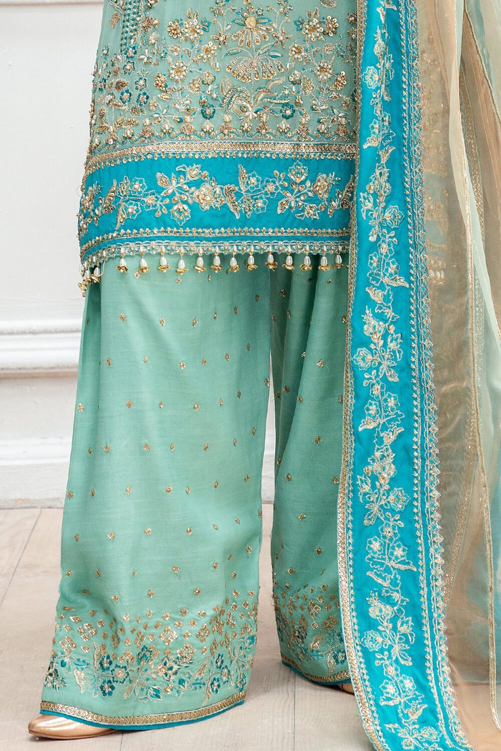Charizma DD5-07 unstitched chiffon suit with embroidered shirt, organza dupatta, and dyed raw silk trouser – Diamond Dust Collection 2025 trouser