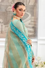 Charizma DD5-07 unstitched chiffon suit with embroidered shirt, organza dupatta, and dyed raw silk trouser – Diamond Dust Collection 2025 Dupatta design