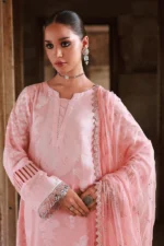 Nureh Maya Lawn Jacquard NJ-103 in soft pink with intricate embroidery and chiffon dupatta. shirt