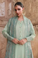 Nureh Maya Lawn Jacquard NJ-104 with embroidered jacquard shirt, lawn jacquard dupatta, and dyed cotton trouser, shirt