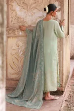 Nureh Maya Lawn Jacquard NJ-104 with embroidered jacquard shirt, lawn jacquard dupatta, and dyed cotton trouser, BACK