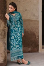 Nureh Maya Lawn Jacquard NJ-101 in turquoise with embroidery and chiffon dupatta. shirt