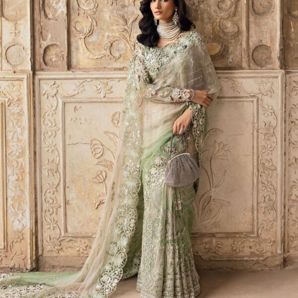 Sardinia Unstitched Chiffon Saree-1107-Layla, Pakistani designer clothes in the UK- Zee Collections, front