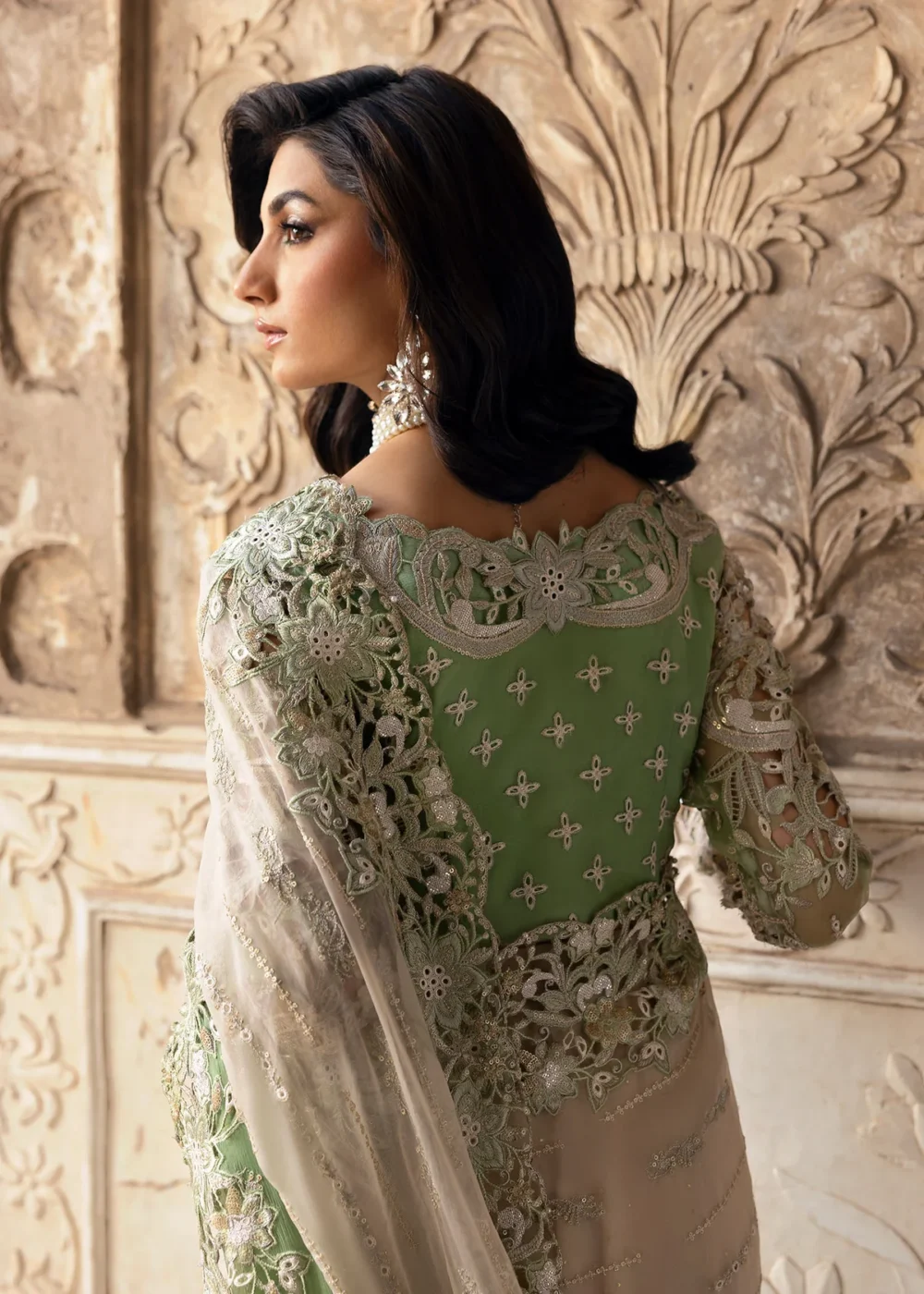 Sardinia Unstitched Chiffon Saree-1107-Layla, Pakistani designer clothes in the UK- Zee Collections, blouse back