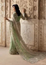 Sardinia Unstitched Chiffon Saree-1107-Layla, Pakistani designer clothes in the UK- Zee Collections, back side and long pallu