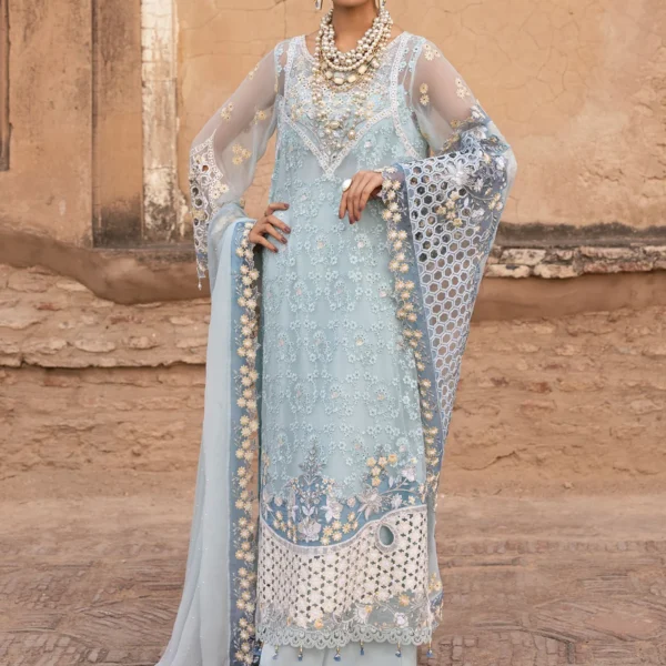 Sardinia-1104-Feroza Unstitched Chiffon Edits, Pakistani designer clothes in the UK- Zee Collections, front