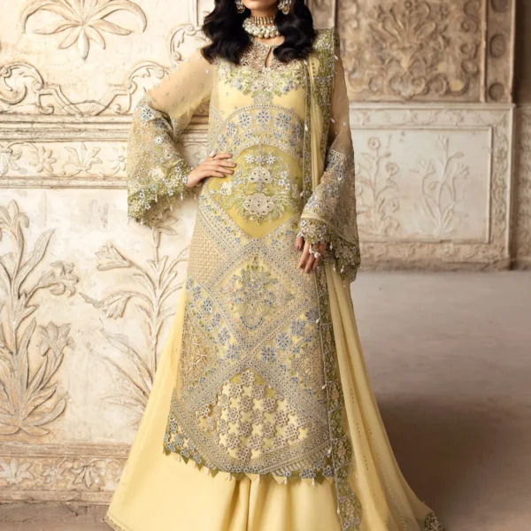 Sardinia-1101-haseena Unstitched Chiffon Edits, Pakistani designer clothes in the UK- Zee Collections, front