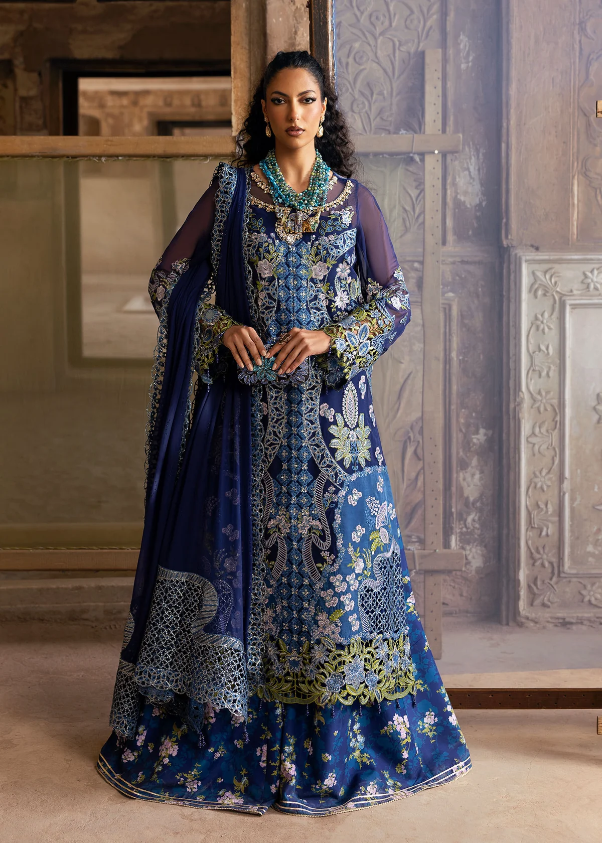 Sardinia-1105-maya Unstitched Chiffon Edits, Pakistani designer clothes in the UK- Zee Collections, front