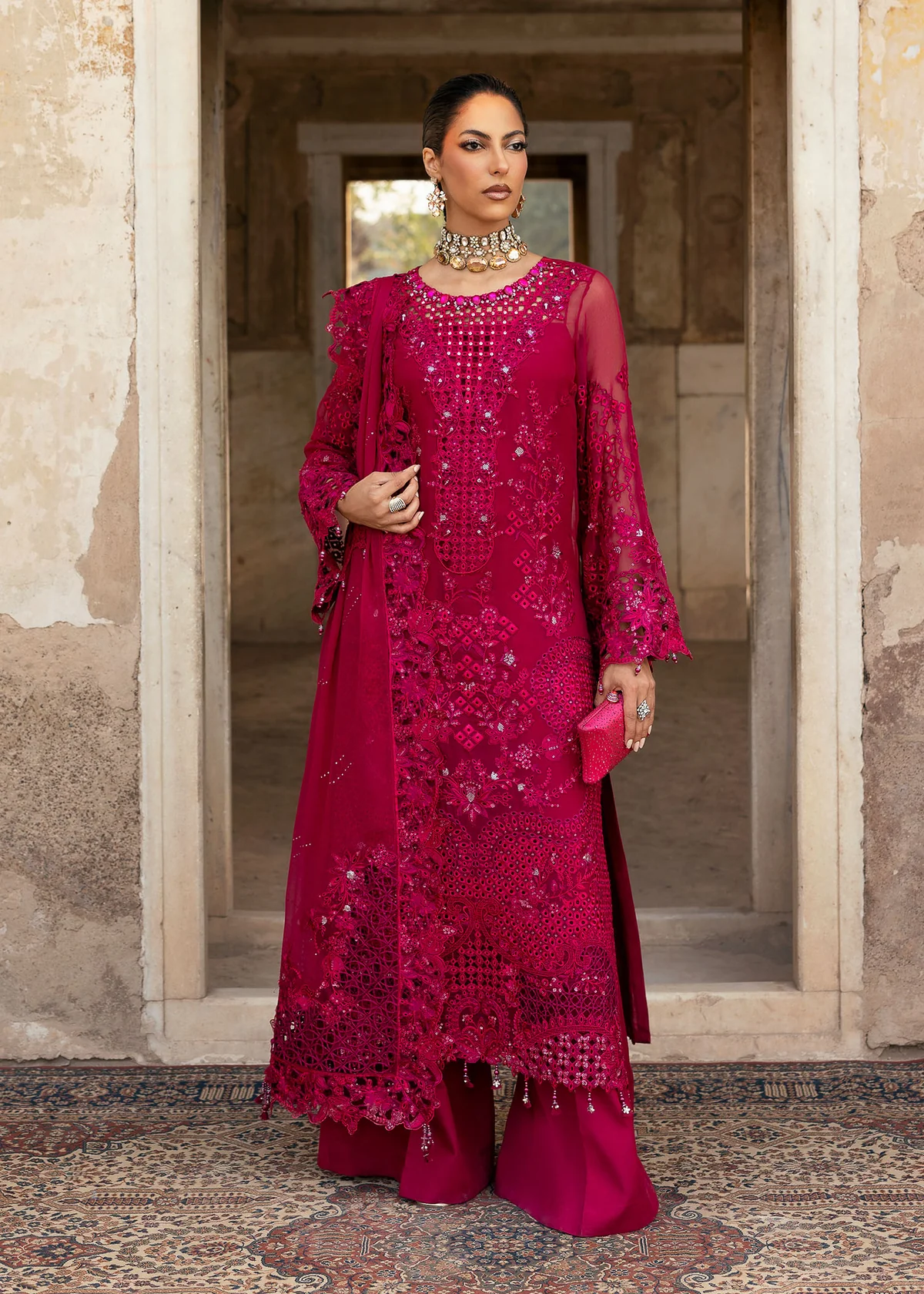 Sardinia-1102-meera Unstitched Chiffon Edits, Pakistani designer clothes in the UK- Zee Collections, front