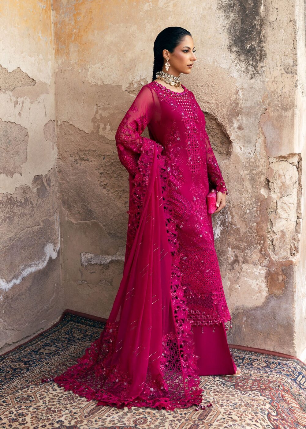 Sardinia-1102-meera Unstitched Chiffon Edits, Pakistani designer clothes in the UK- Zee Collections, side look