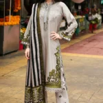 CCW6-03 Charizma Embroidered Linen Suit with Irish Linen Shawl