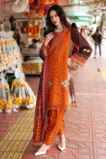 CCW6-04 Charizma Embroidered Linen Suit with Irish Linen Shawl