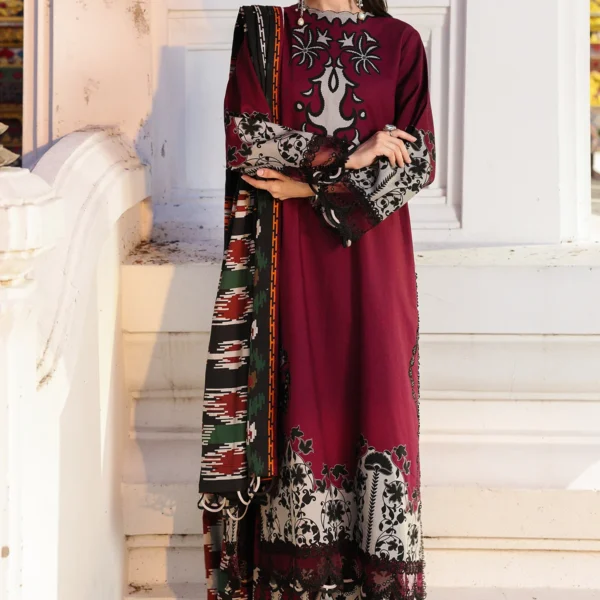 CCW6-05 Charizma Embroidered Linen Suit with Irish Linen Shawl