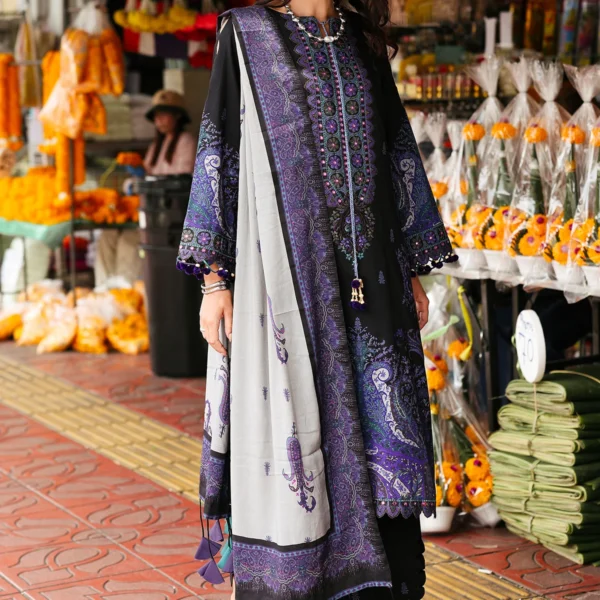 CCW6-07 Charizma Embroidered Linen Suit with Irish Linen Shawl