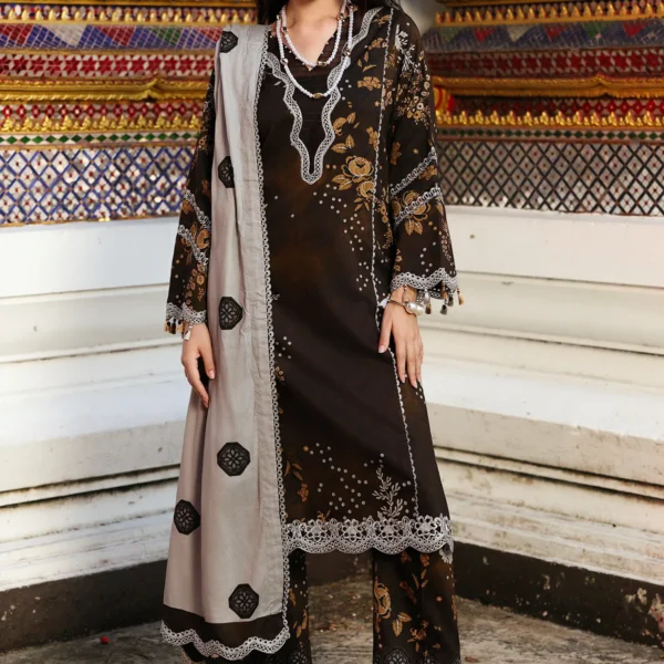 CCW6-09 Charizma Embroidered Linen Suit with Irish Linen Shawl