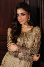 DJW5-02- 4-PC Charizma premium chiffon suit with intricate embroidery and dupatta—luxury Pakistani designer wear, buy online UK.