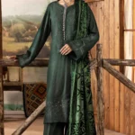 DS-13 Dastaan By Riaz Arts Leather Peach Embroidered Winter Suit with Velvet Palachi Shawl