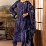 DS-15 Blue Dress Dastaan By Riaz Arts – Embroidered Leather Peach Winter Suit with Velvet Palachi Shawl