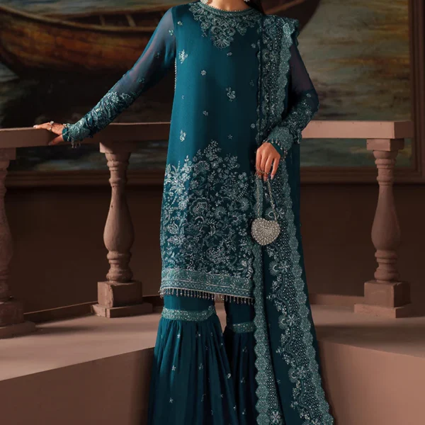 Zarif Premium Chiffon ZRF-PRC-03 KATE – Unstitched 3PC sequins embroidered chiffon sharara suit