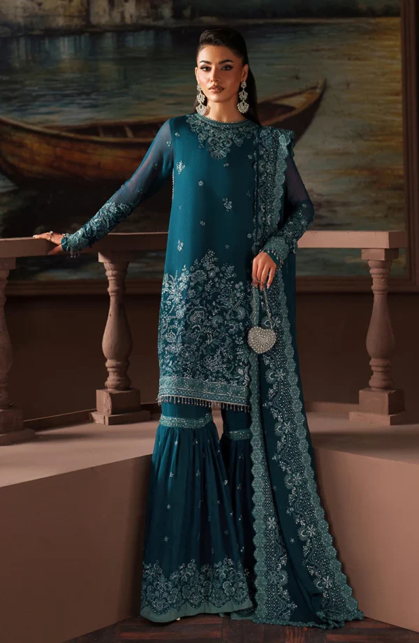 Zarif Premium Chiffon ZRF-PRC-03 KATE – Unstitched 3PC sequins embroidered chiffon sharara suit