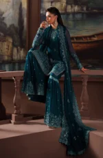 Zarif Premium Chiffon ZRF-PRC-03 KATE – Unstitched 3PC sequins embroidered chiffon sharara suit, lehenga design