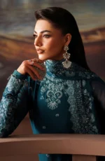 Zarif Premium Chiffon ZRF-PRC-03 KATE – Unstitched 3PC sequins embroidered chiffon sharara suit, neck and sleeves embroidery
