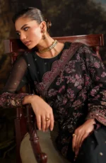 Zarif Premium Chiffon Collection – ZRF-PRC-04 VICTORIA | Sequins Embroidered Saree/Frock Style Suit | Unstitched 3PC, dupatta
