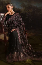 Zarif Premium Chiffon Collection – ZRF-PRC-04 VICTORIA | Sequins Embroidered Saree/Frock Style Suit | Unstitched 3PC, sitting style