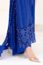 Maria B Chiffon Suit MPC-25-103 – Royal Blue embroidered chiffon & organza 3PC unstitched suit, shirt birder