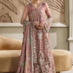 Maria B Chiffon Suit MPC-25-105 – Tea Pink embroidered chiffon & silk 3PC unstitched suit