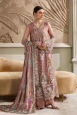 Maria B Chiffon Suit MPC-25-105 – Tea Pink embroidered chiffon & silk 3PC unstitched suit