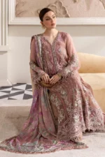 Maria B Chiffon Suit MPC-25-105 – Tea Pink embroidered chiffon & silk 3PC unstitched suit, 3 piece
