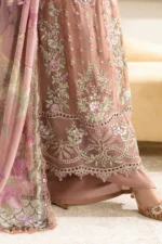 Maria B Chiffon Suit MPC-25-105 – Tea Pink embroidered chiffon & silk 3PC unstitched suit, kameez border