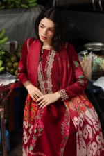 Charizma 3-Piece Unstitched Shawl Collection PSW5-01 - Embroidered Peach Leather with Printed Wool Shawl.