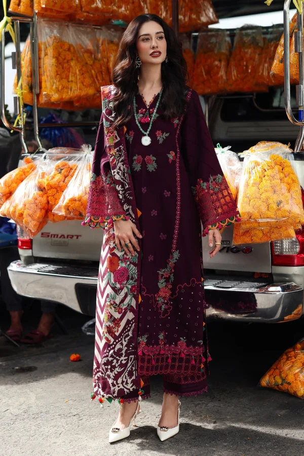 Charizma 3-Piece Unstitched Shawl Collection PSW5-02 - Embroidered Peach Leather with Printed Wool Shawl.