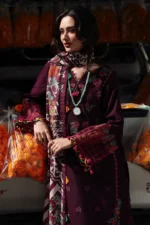 Charizma 3-Piece Unstitched Shawl Collection PSW5-02 - Embroidered Peach Leather with Printed Wool Shawl.