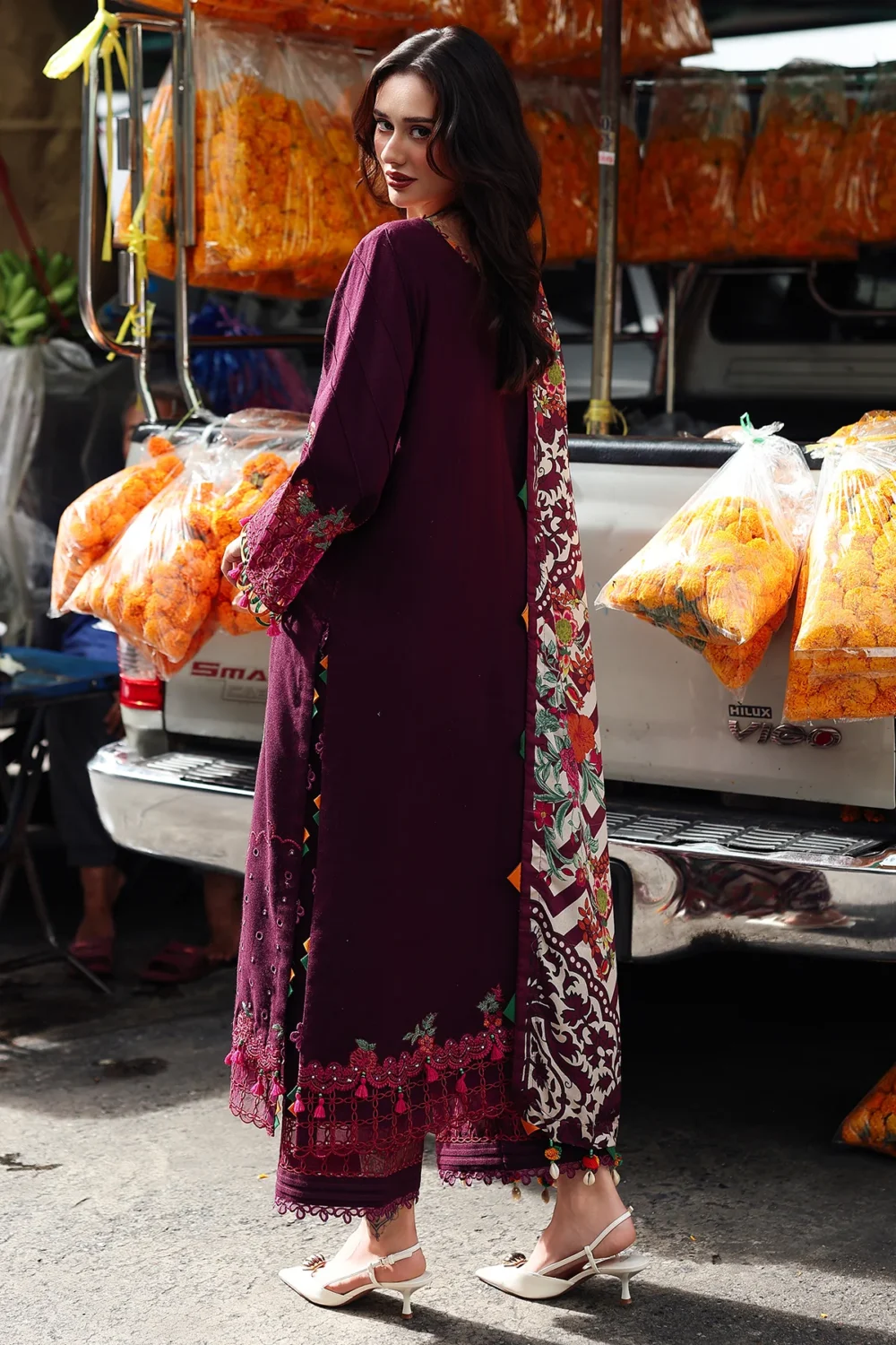 Charizma 3-Piece Unstitched Shawl Collection PSW5-02 - Embroidered Peach Leather with Printed Wool Shawl.