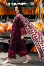 Charizma 3-Piece Unstitched Shawl Collection PSW5-02 - Embroidered Peach Leather with Printed Wool Shawl.