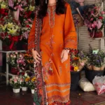 Charizma 3-Piece Unstitched Shawl Collection PSW5-03 - Embroidered Peach Leather with Printed Wool Shawl.