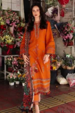 Charizma 3-Piece Unstitched Shawl Collection PSW5-03 - Embroidered Peach Leather with Printed Wool Shawl.