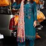 Charizma 3-Piece Unstitched Shawl Collection PSW5-06 - Embroidered Peach Leather with Printed Wool Shawl.