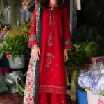 Charizma 3-Piece Unstitched Shawl Collection PSW5-08 - Embroidered Peach Leather with Printed Wool Shawl.