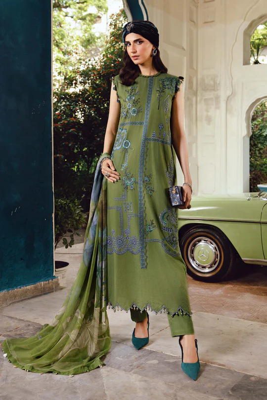 M.Prints Fall Edit MPT-2701-A – Green Cambric Salwar Kameez & Dupatta, perfect for casual or office wear.